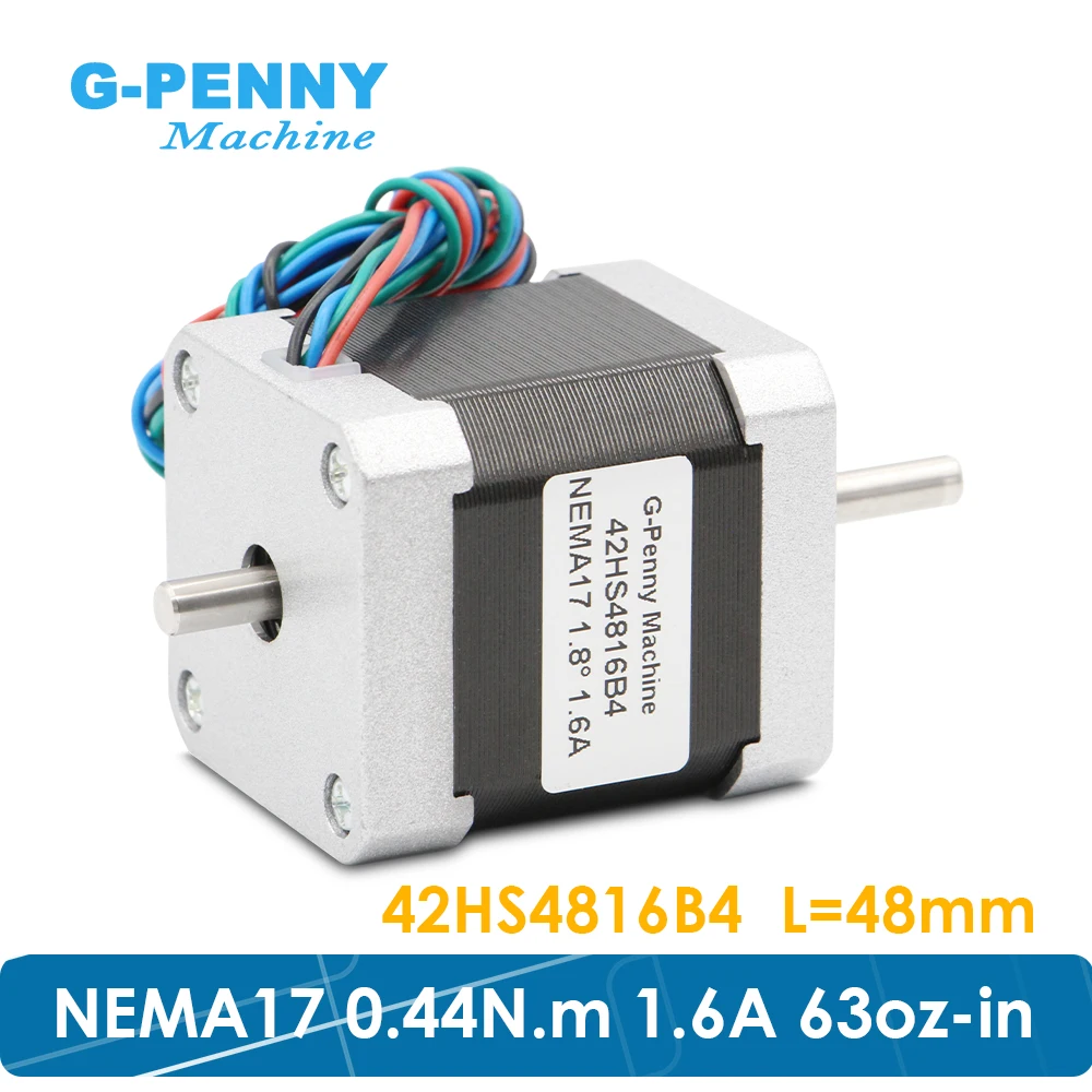 Шаговый двигатель с двумя валами ЧПУ 42x48 NEMA17 шаговый 1 6 А 0 44 нм Nema 17 63 унций/дюйм