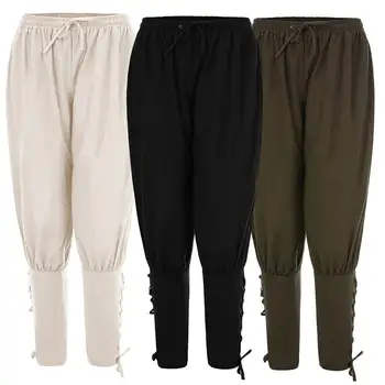 

New Men Medieval Pirate Pants Cosplay Costume Lace Up Renaissance Navigator Trousers Christmas Cosplay Men's Trousers
