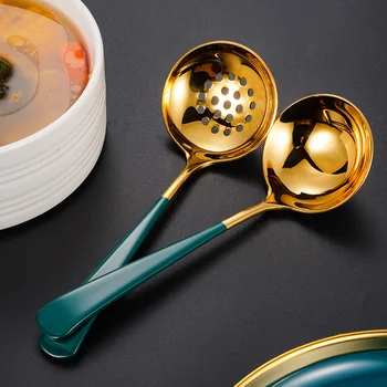 

304 stainless steel multifunctional soup spoon slotted hot pot spoon seasoning spoon creative deep soup spoon