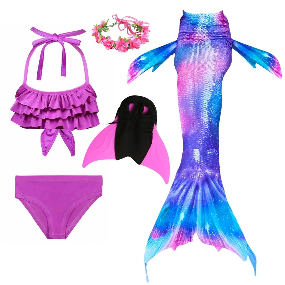 Популярный купальный костюм с хвостом русалки для костюмированной вечеринки, детский купальный костюм русалки для детей, платье русалки