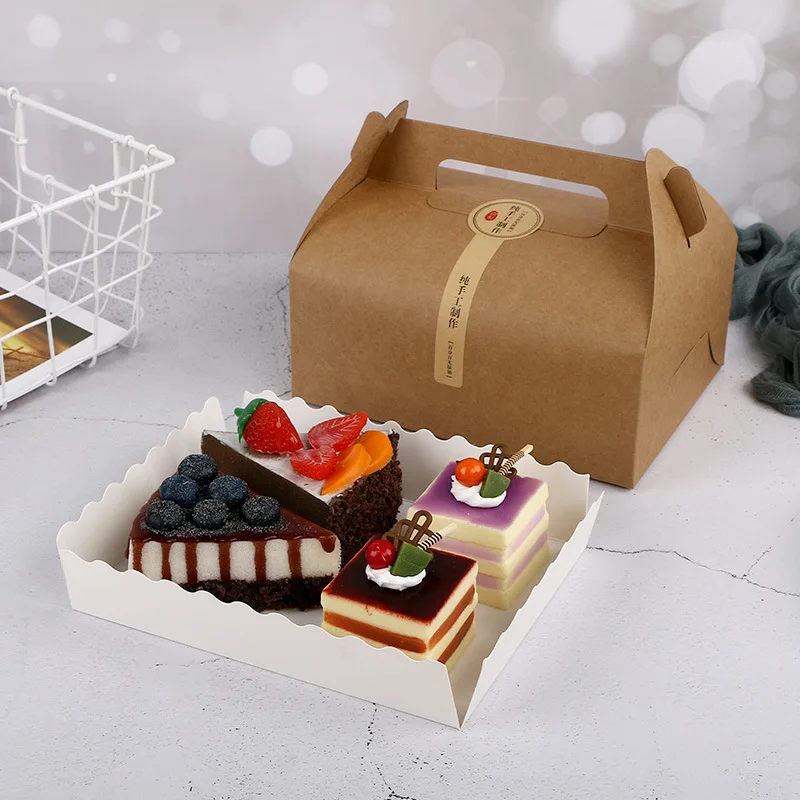 10Pcs Red Kraft Paper Cake Boxes with Handle, Bakery Packaging Gift Containers for Cupc... - SKU KPCB1456 - UGI Packaging