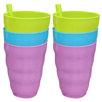 

3Pcs Straw Cup Creative Juice Plastic Drinking Mug Without Lid for Water Juice Coffee (Random Color)