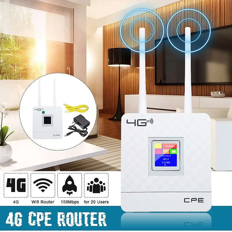 

2.4G 4G LTE Wifi Router CPE Router Support for 20 Users with SIM Card Slot Wirelss Wired Router