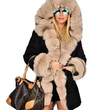 Новинка, женские парки, Женское зимнее пальто, утепленная хлопковая зимняя куртка, женская черная верхняя одежда из искусственного меха, парки для женщин, зимняя