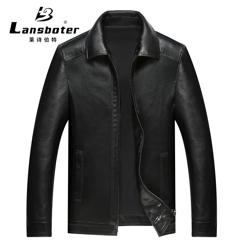 

Autumn And Winter New Style Haining Leather Coat Men's Middle-aged Surface Layer Sheep Skin Fold-down Collar Jacket Single Coat