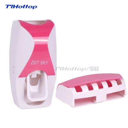 Cherry pink 2pcs Tlhottop герметичное хранилище для дома Автоматический Диспенсер зубной пасты, для зубной щетки держатель настенное крепление стойки для ванной набор зубная паста соковыжималки YJ-7832 - Цвет: Cherry pink 2pcs