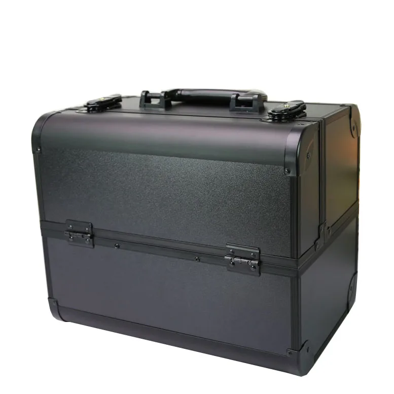 

Large Professional cosmetic case hand-held mirror two-layer aluminum suitcase insert storage nail box tattoo bag make up case
