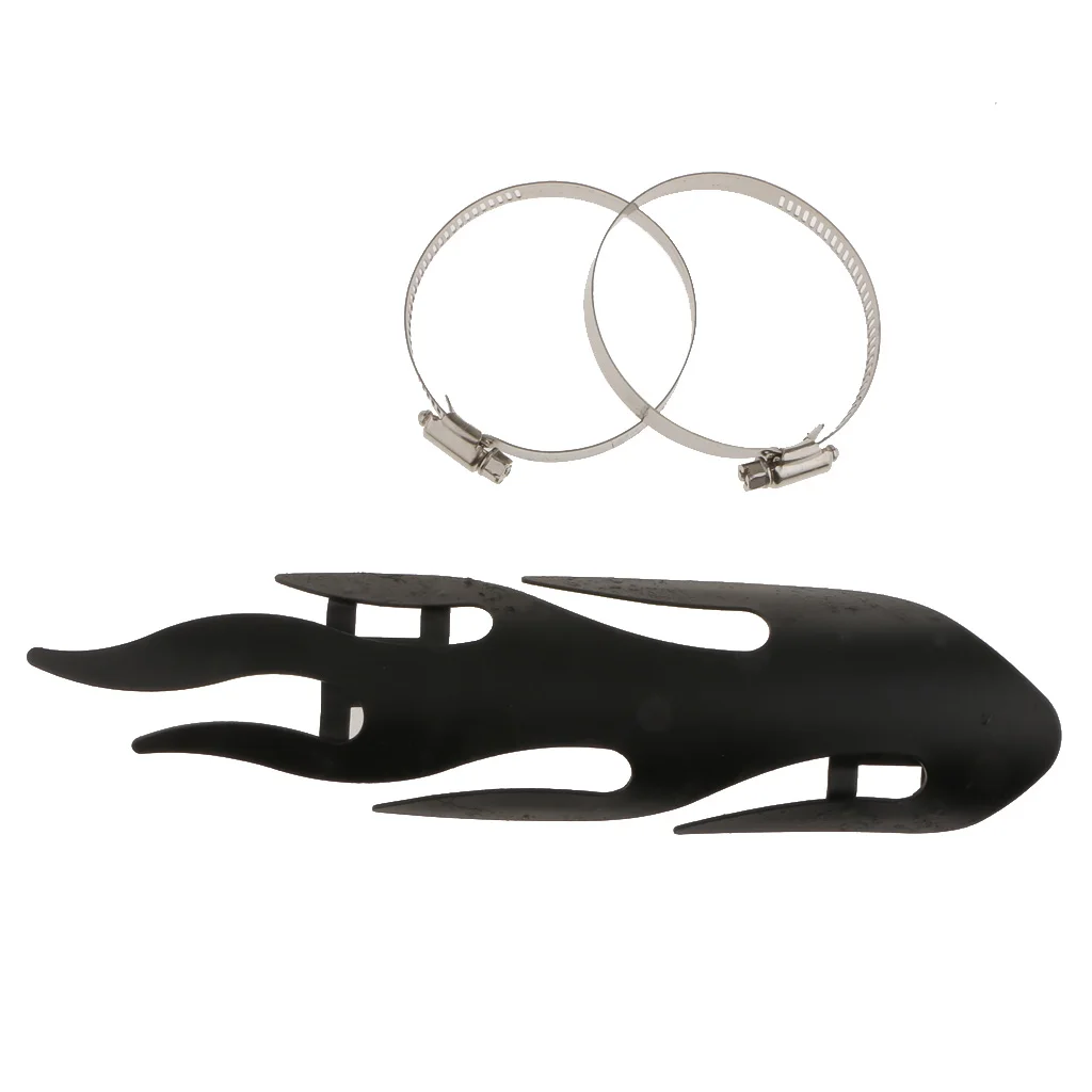 Plating Chrome Motorcycle Flame Exhaust Pipe Heat Shield Cover Guard Black