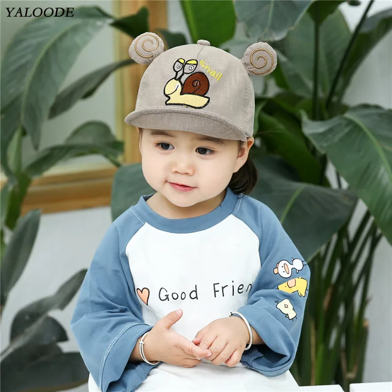 

Cartoon Snails Baby Hat Spring Summer Baby Girl Boy Baseball Cap Cotton Embroidery Adjustable Baby Sun Hat Infant Toddler Hat