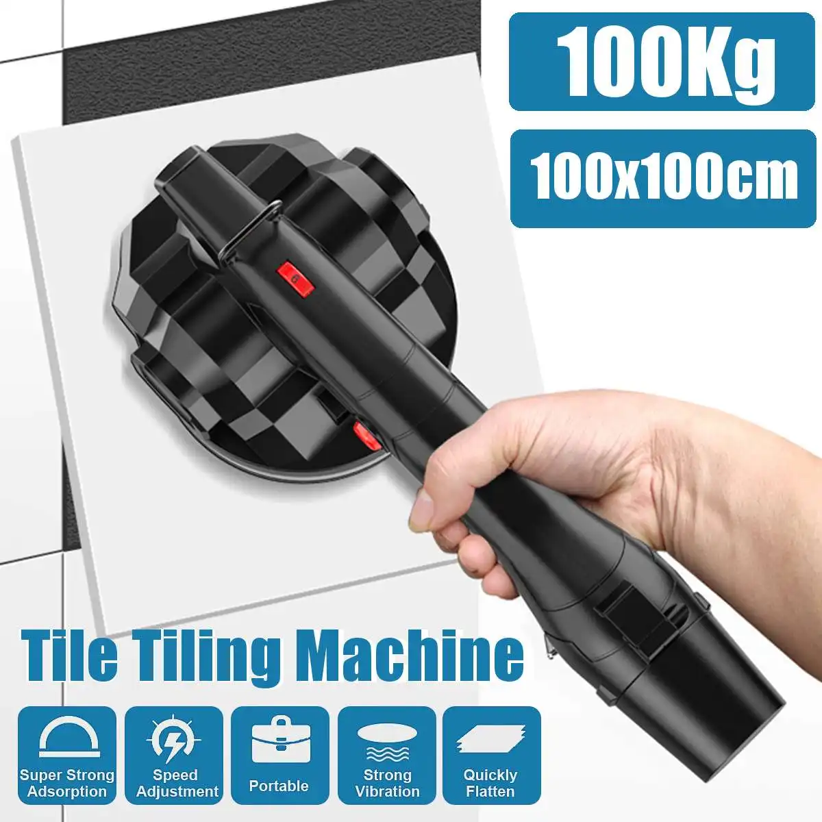 

100kg 3000mAh 600W Tile Tile Machine Adjustable Floor Installation Tool Tile Suction Floor Wall +2 Battery + Bag