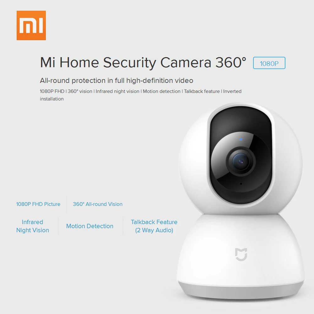 Умная камера видеонаблюдения Xiaomi Mijia PTZ 1080P HD IP 360 градусов с функцией ночного
