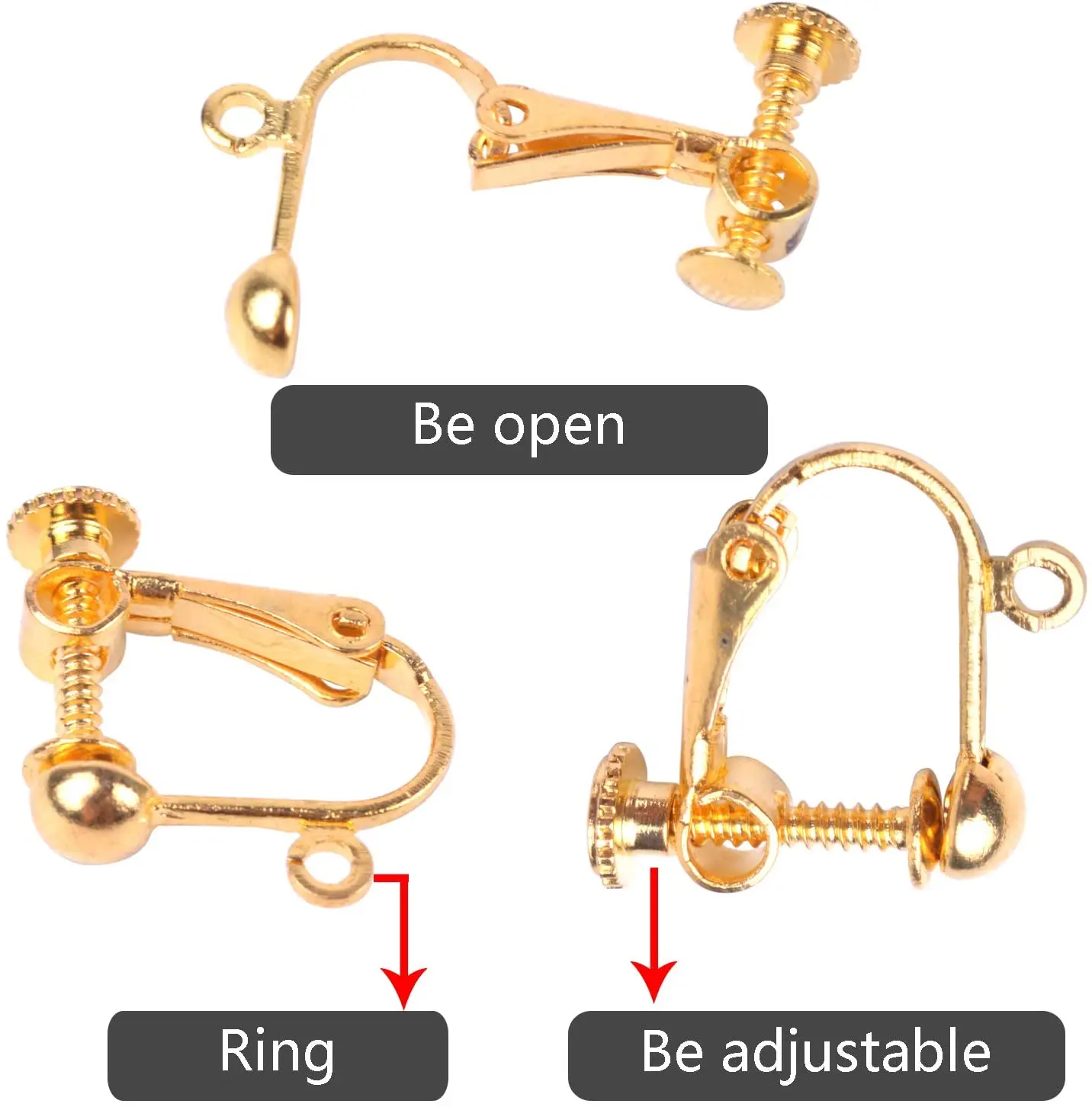 Clip On Earring Converter With Screw Back, Sparkly Crystal Decor For Diy  Non-pierced Earrings