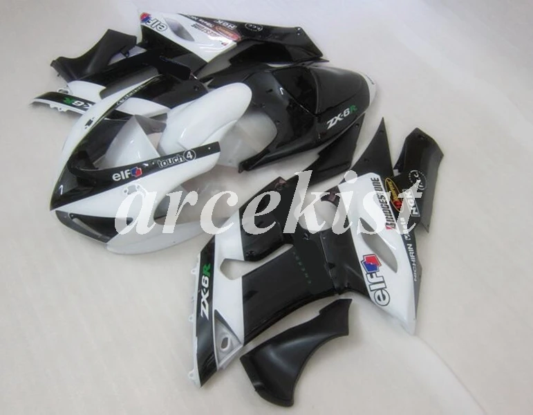 ABS мотоцикл обтекатели комплект подходит для kawasaki Ninja ZX6R 636 2005 2006 05 06 6R ZX-6R комплект на заказ Белый Черный