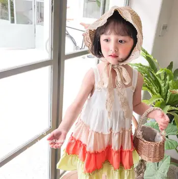 

2020 New Style Girls Ruffles Dress Cotton Fashion Summer Girls Dresses 1-6t QA106