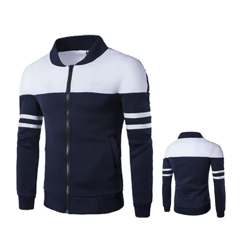

Autumn Men's Bomber Jacket Coat Sportswear Zipper Solid Stripe Patchwork Long Sleeve Outwear Mens Bomber Jacket Coat Homme 2020