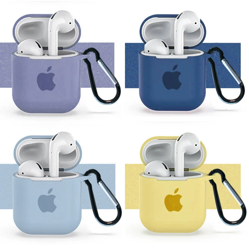 Для Apple AirPods 2 1 Аксессуары для наушников Мягкий чехол милый силиконовый чехол с логотипом с крючками