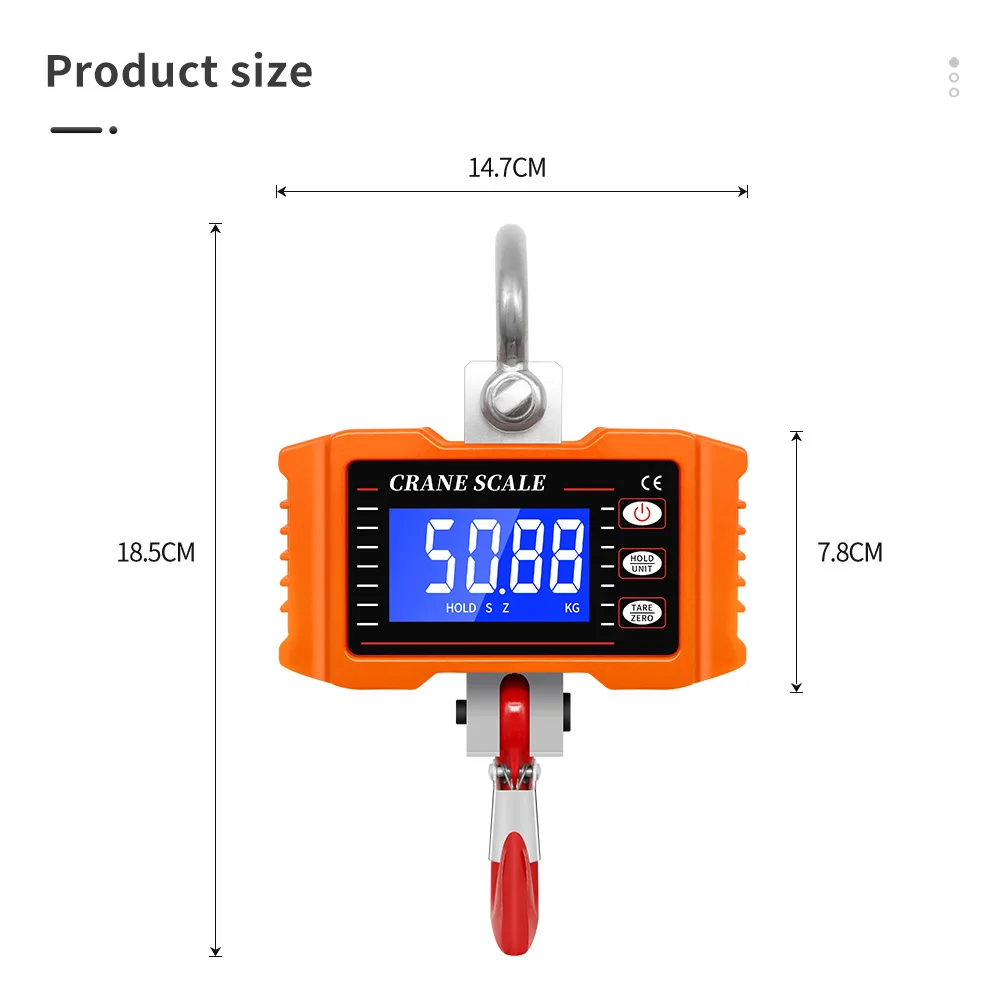 500kg/1000lb LCD Digital Scale Crane Scale Portable Industrial Electronic Scale