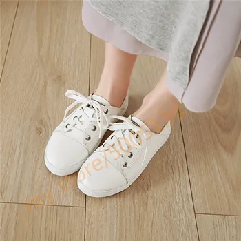 

Sprin Autumn Sewin Womens Flats Cross Strap Lace Up Yellow White Black Casual Daily Women's Shoes 2019 New Arrival