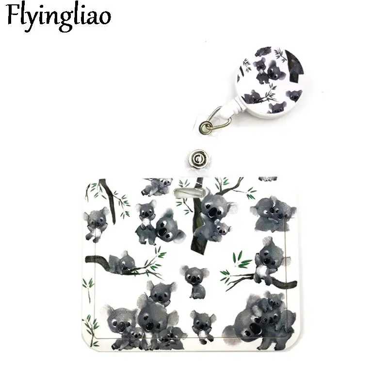 Cute Animal Koala Lovely Card Holder Women Men Business Lanyard Badge Card Case  Card Cover Lanyard ID Name Card Holder Bags kids backpack toddler lovely animal cute bunny bags children girls accessories brand designer ks baby bag