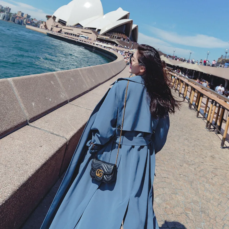 

2019 Spring And Autumn New Style Korean-style Short-height Trench Coat Women's Mid-length waitmore Elegant Popular Students Coat