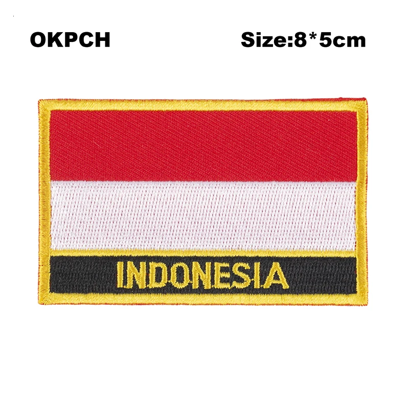 Indonesia Flag patcheswork fabric embroidery patch in Patches iorn patches for clothing flower PT0209-R