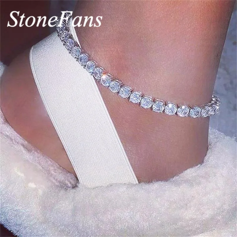StoneFans Simple Big Rhinestone Ankle Bracelet for Women Shiny Gold Crystal Chain Foot Anklet Jewelry Summer Tennis Anklets Gift StoneFans Simple Big Rhinestone Ankle Bracelet for Women Shiny Gold Crystal Chain Foot Anklet Jewelry Summer Tennis Anklets Gift