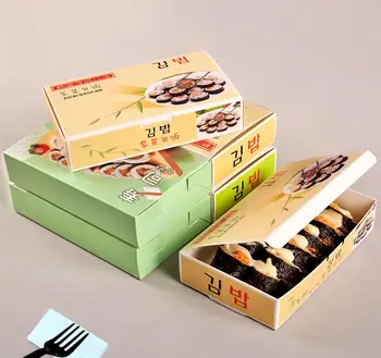 

300pcs Sushi Box Disposable Gimbap Paper Packing Box For Restaurant Shop Food Wrapping Boxes Take-out Container SN3050