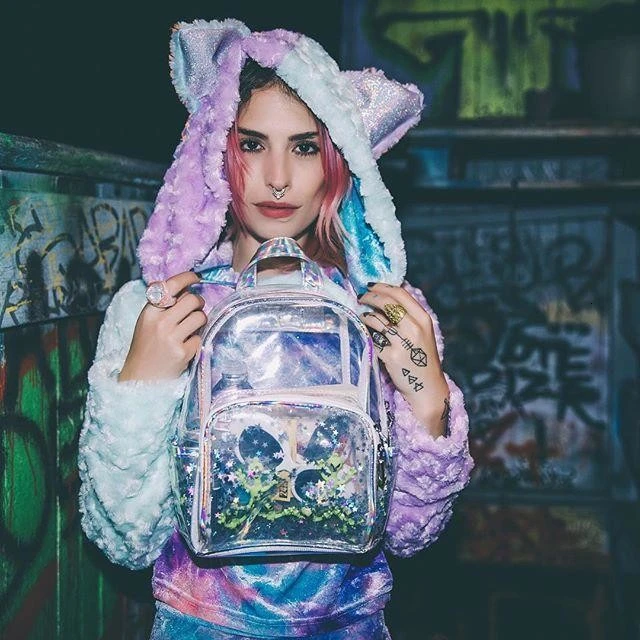 Small Clear Out Of Print Withdrawn Alien Transparent Backpack Pvc Leisure Both Shoulders Package school bags for teenage girls |