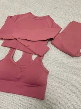 Gym Leggings Sportswear Crop-Top Yoga-Set Fitness Workout Seamless Long-Sleeve High-Waist