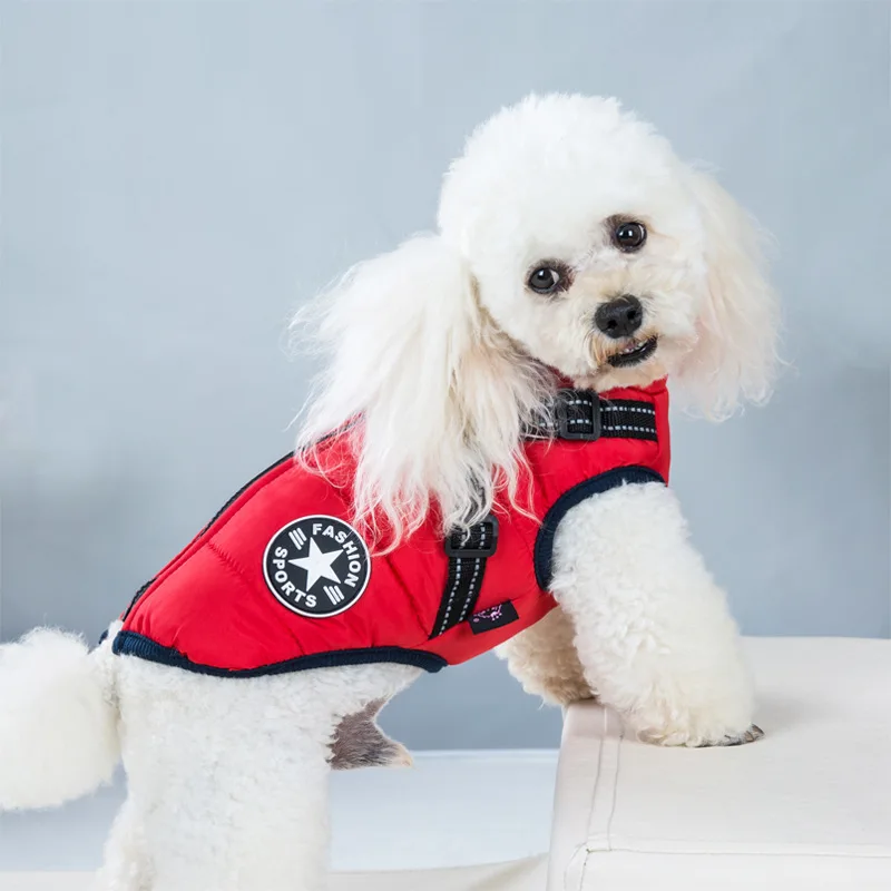 Small And Medium-Sized Dog Pet Clothes Autumn Winter Waterproof Warm Cotton Ski Suit Chest Back One coat Jack | Дом и сад