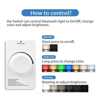 

Wall Switch Rotary Dimmer Remote Controller for Bluetooth Smart LED Bulb Remote Controller Support switch control brightness