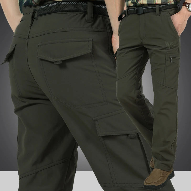 Fleece Thick Winter Pants Men Windproof Warm Waterproof Trousers Casual Pants Men Military Army Green Cargo Pants Male 4XL,105