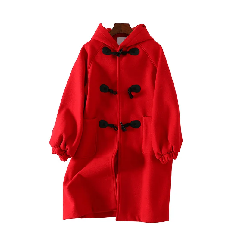 

A Generation of New Style Fashion Solid Color Elegant Versatile Slimming Mid-length Casual Hooded Woolen Jacket Entity