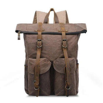 

New Multifunction Fashion Men Women Backpack Vintage Canvas Backpack Leather School Bag Neutral Portable Waterproof Travel Bag
