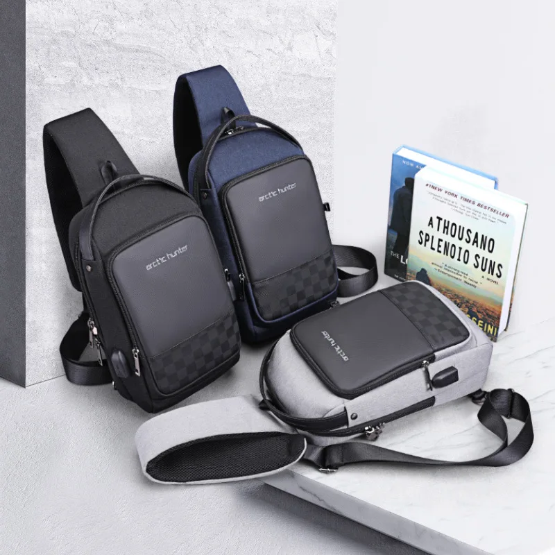 ARCTIC HUNTER USB Водонепроницаемая Мужская нагрудная сумка, мужская сумка-мессенджер для отдыха, сумка на плечо для подростков, дорожная сумка через плечо
