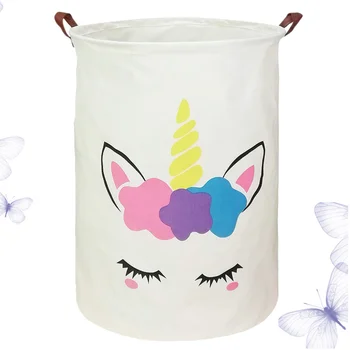 

1Pc Cotton and Linen Laundry Basket Foldable Water-proof Storage Basket Toys Clothing Storage Bucket Home Organizer (Random Styl