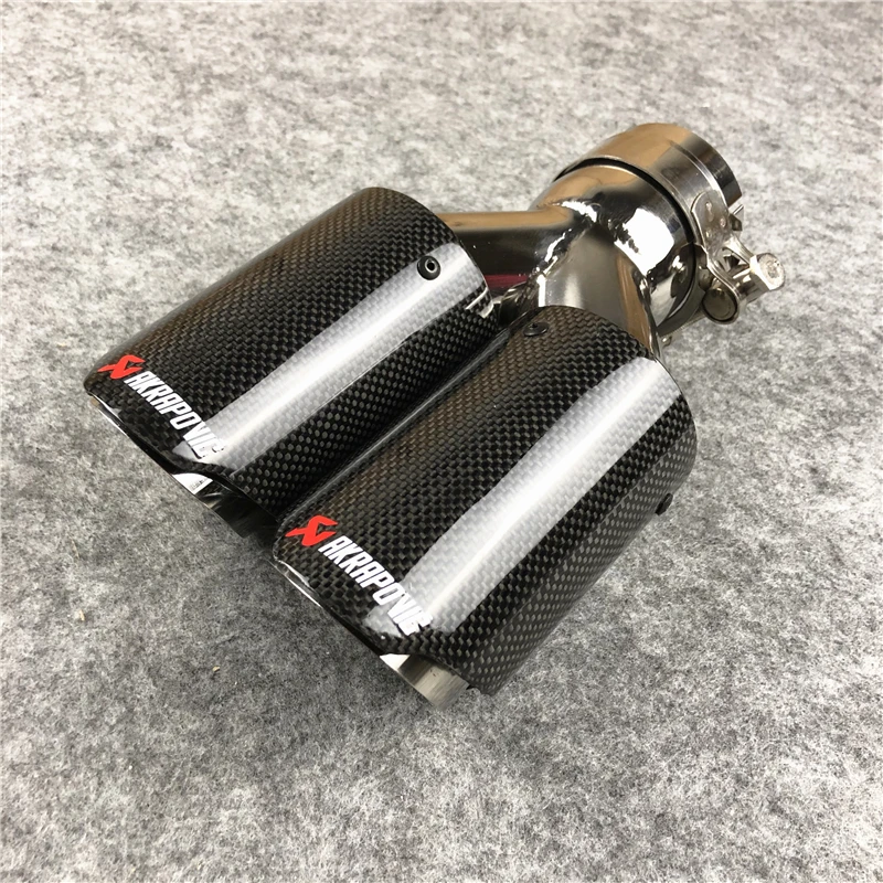 A-Straight edge 1 шт. Akrapovic глянцевый двойной наконечник выхлопной трубы из углеродного волокна Универсальный выхлопной трубы четырехъядерный глушитель наконечники насадки хвоста - Цвет: A-Straight edge