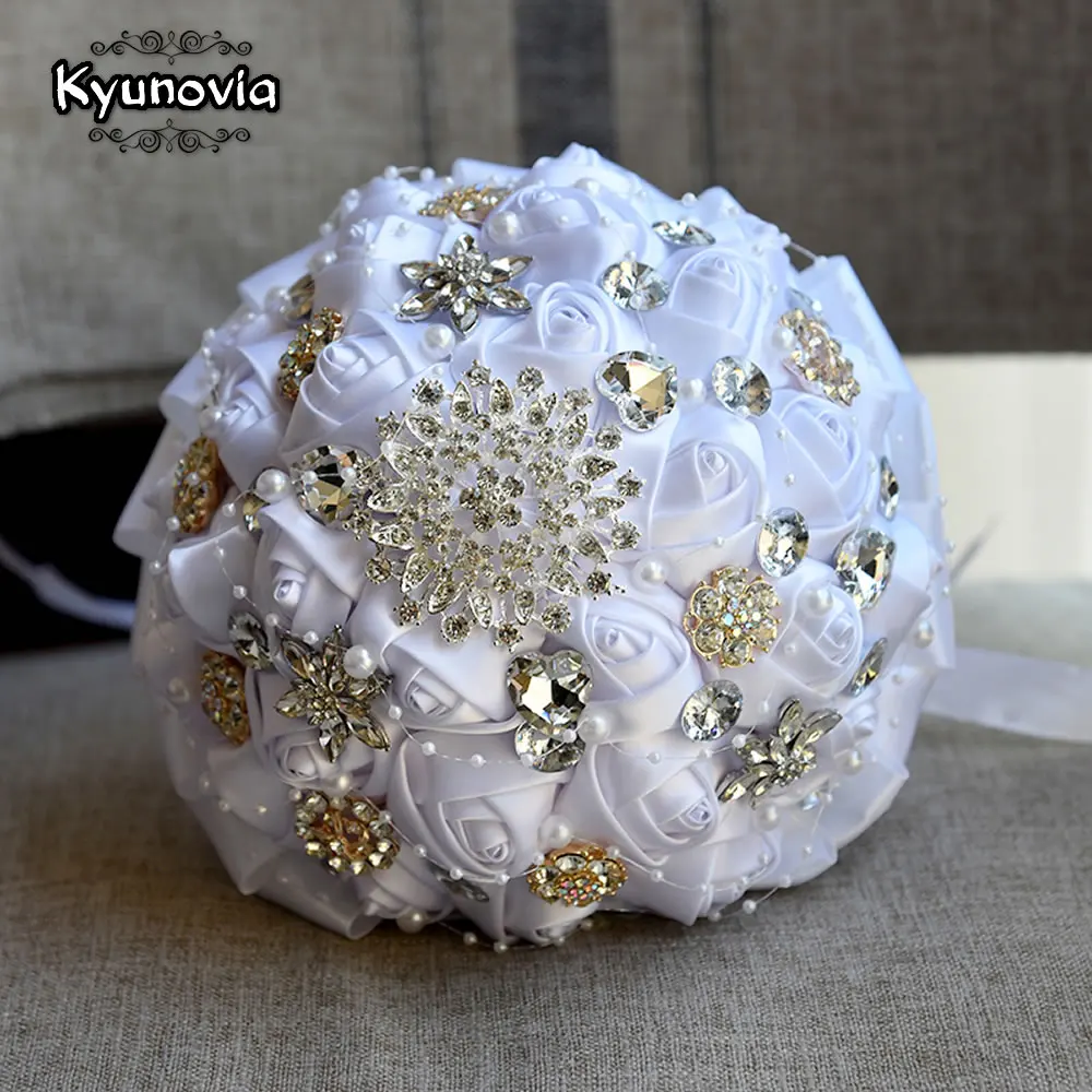 Kyunovia Бургундия брошь букет цвета слоновой кости невесты букеты De Mariage искусственный кристалл свадебные цветы Buque De Noiva 4 цвета FE86