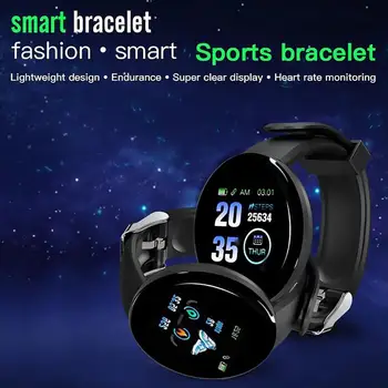 

Fashion Round Screen Smart Bracelet Watch Heart Rate Monitor Fitness Tracker Pedometer Sports Wristband Support for Android iOS