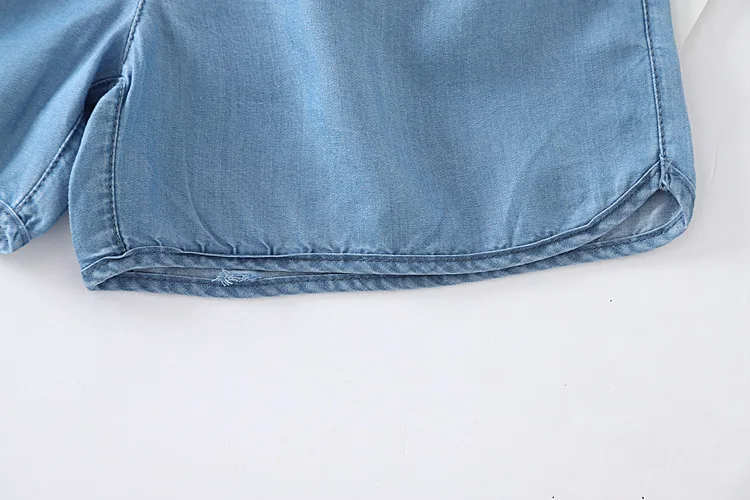 Tencel джинсовые шорты женские летние с высокой талией Новые стильные свободные стройнящие Прямые повседневные шорты универсальные тонкие S26352
