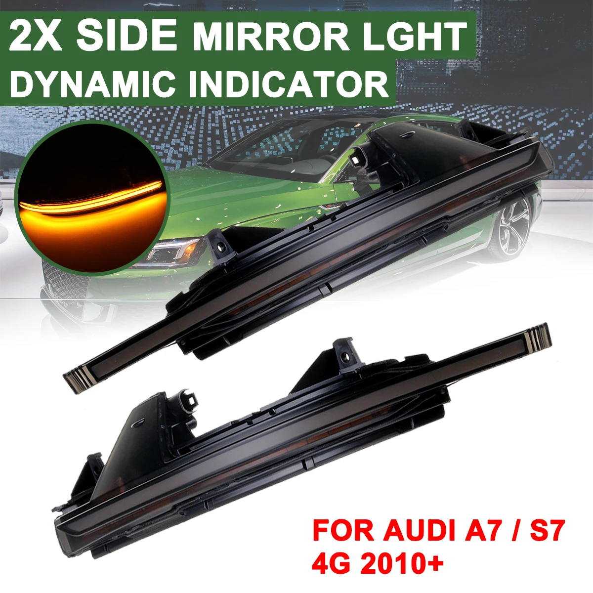 

For AUDI A7 / S7 4G 2010-on 1 Pair Led Car Daytime Fog Day Running Lights Rearview Mirror Dynamic Strobe Strip Turn Lamp