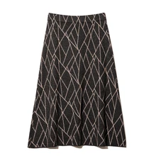 Высокая талия, трикотажная, женская, а-силуэт, длинная юбка, модная, в полоску, для женщин, осень, толстая юбка, Faldas Jupe Femme Saia