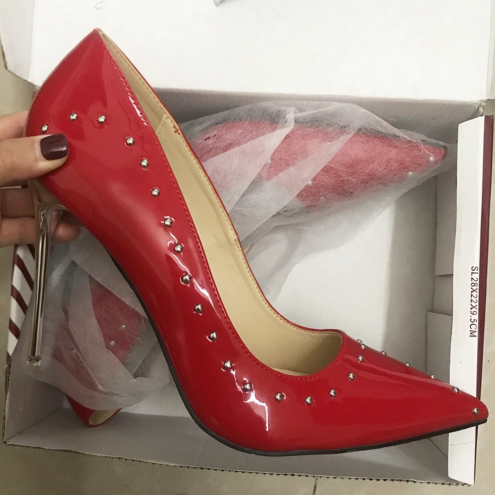 Sexy Rivets High Heels 11 Cm Women Pumps Pointed Toe Stilettos Fetish