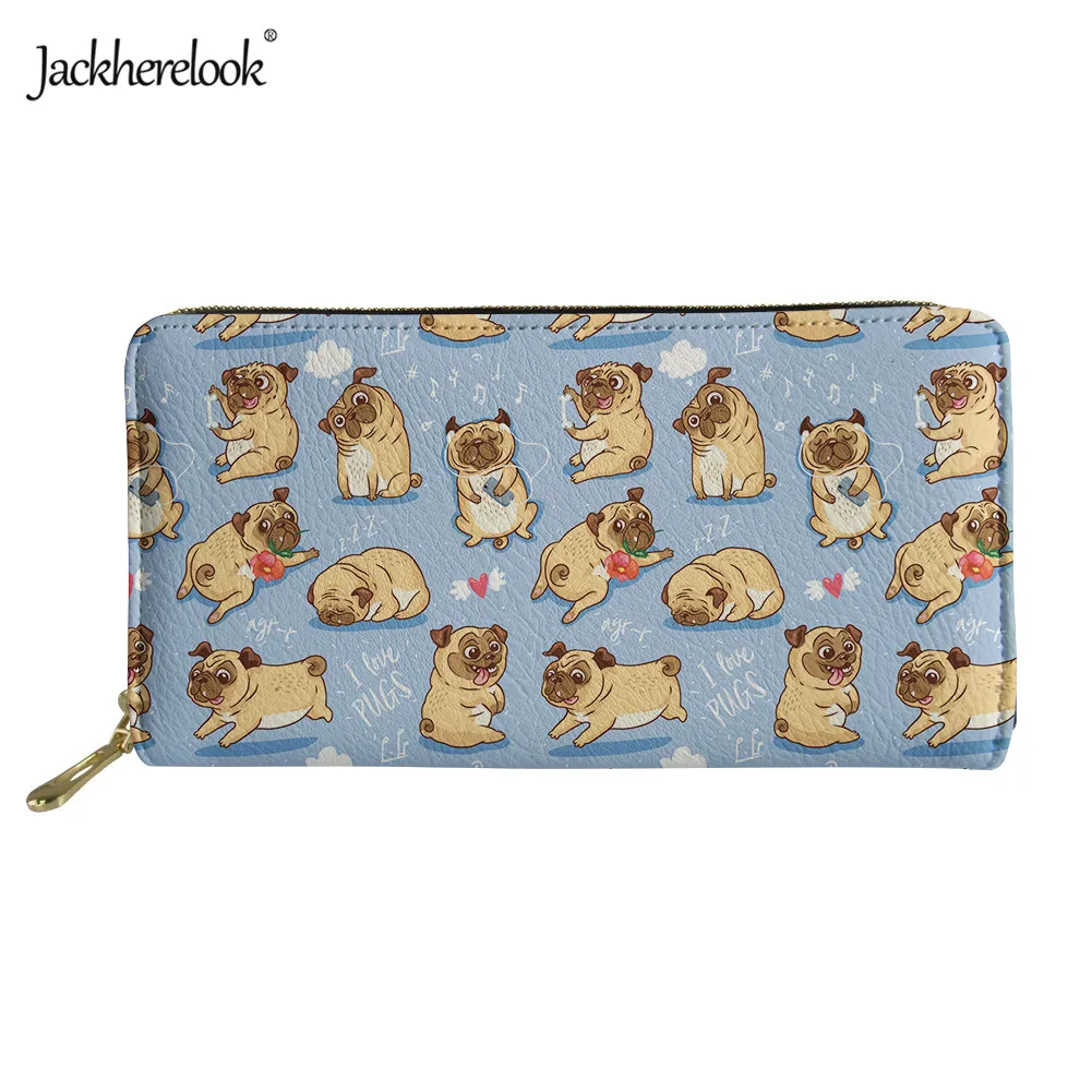 Jackherelook, новинка, женский кожаный кошелек, милый, забавный, мопс, Puppies, женский, монета, карман, держатель для карт, дамский розовый кошелек на молнии - Цвет: HMG866Z21