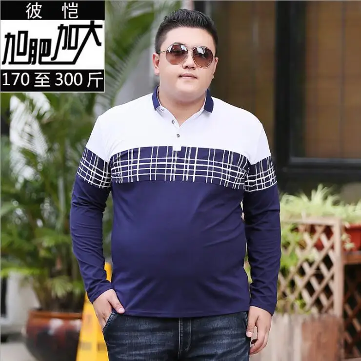 Мужская рубашка поло размера плюс 6xl 7xl 9xl свободная Повседневная с длинным