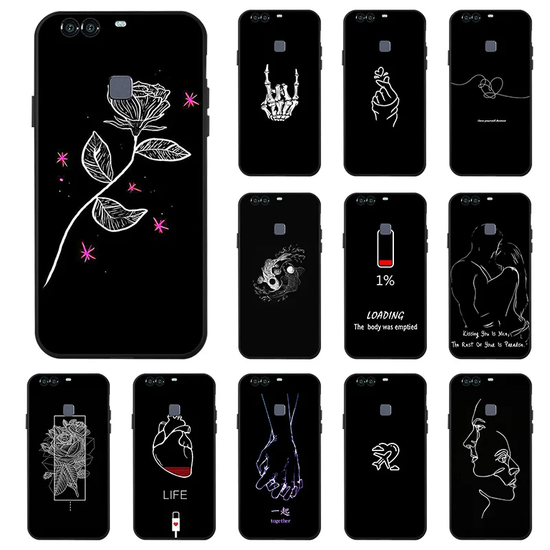 Silicon Soft TPU case For huawei P9 lite Case Cover Matte Painting Black Painted Cases plus P smart 2019 cover |