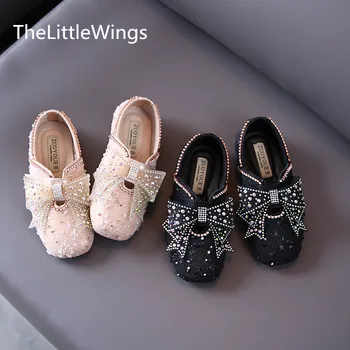

Super perfect rhinestone bow girl princess shoes 2020 autumn new children's shoes 4-6 years old Super soft and comfortable