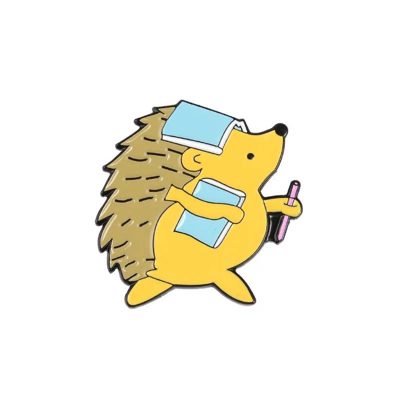 Милый Ежик образование Металлическая Булавка стенд брошь сумка Супермена мультфильм животное чтение обучения детская одежда подарок