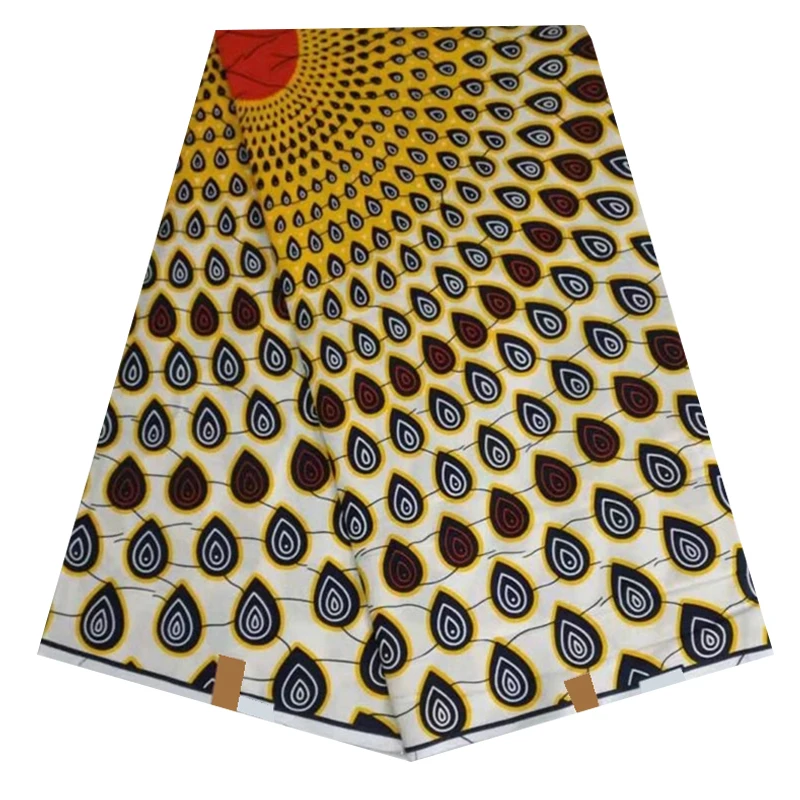 

African Wax Prints Fabric Real High Quality Cotton Fabrics 100%Soft Ankara Style Dutch Wax Block Printed Fabric 6Yards VL12-99