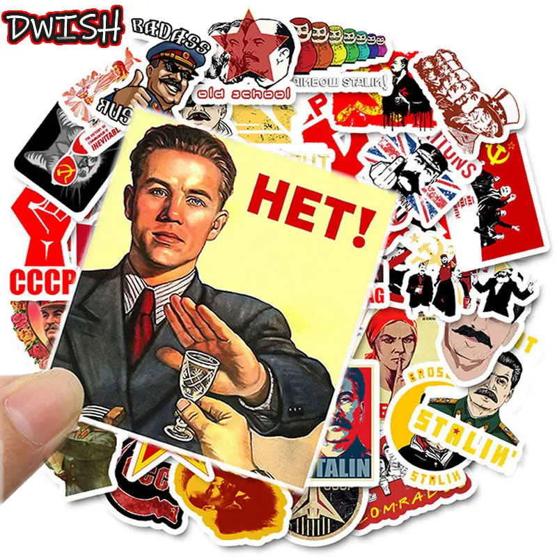 

50 PCS Mixed Soviet Union Stalin USSR CCCP HET Stickers Waterproof PVC Skateboard Guitar Phone Luggage Laptop Motorcycle Sticker